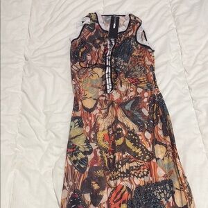 Fashion Nova Brittney Butterfly Lace Up Mesh Cover Up Maxi Dress NWT